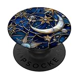 Celestial Moon and Stars Stained Glass Mosaic