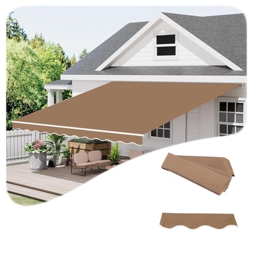 Tissu de rechange rétractable kaki 200x150cm en polyester imperméable pour balcon