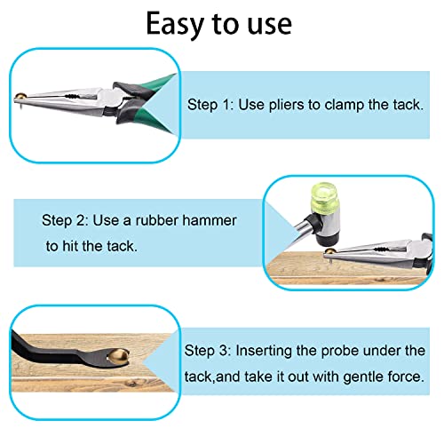 Hmknana 5Pcs Upholstery Tools Kit - Dual Head Soft Rubber Mallet Hammer With 2Pcs Replacement Head, Nail Tack Remover Tool & Removal Pliers For Furniture Floor Jewelry Craft Project Etc #TOP5