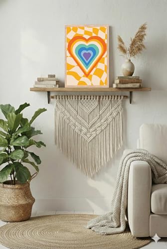 Image of BLINKART Heart Retro Checkered Aesthetic Modern Art Walls With Frame | Natural Wood Texture | Living Room Bedroom Office Wall Decoration | Poster Home Decor Frames Wall Bedroom | 12x8 Inches (D71)