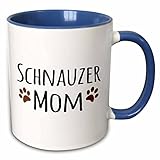3dRose 154188_6 Schnauzer Dog Mom - Doggie by breed - muddy brown paw prints Mug, 11 oz,