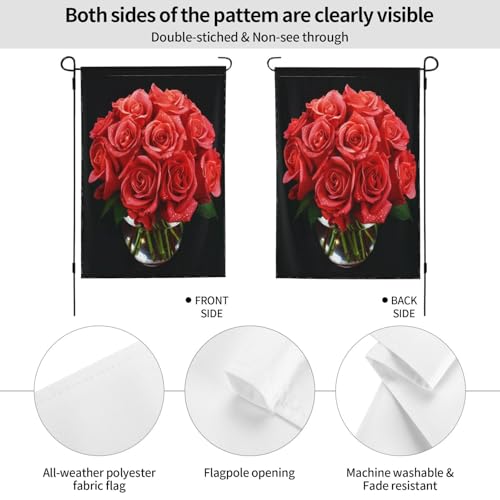 Drapeau de jardin imprimé rose rouge grand format polyester double face - 3