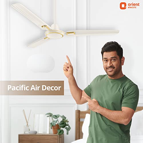 Image of Orient Electric Pacific Air Deco Ceiling Fan for Home | High Speed | Durable and Strong | 400 RPM | Decorative Fan | 1200mm (Ivory, Pack of 1)