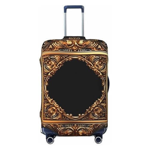 Copertura elastica per valigie con stampa con telaio dorato lavabile copertura per bagagli da viaggio con cerniera nascosta adatta per 45-81 cm Nero M