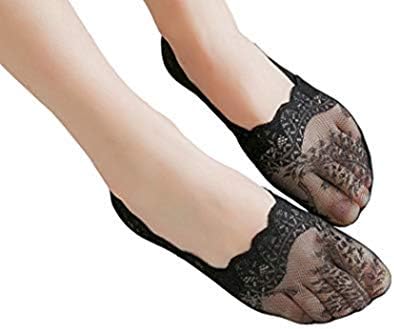 lifevv 5 Pairs Womens Ultra Thin No Show Low Cut Cotton Lace Non Slip Socks (5 colors)