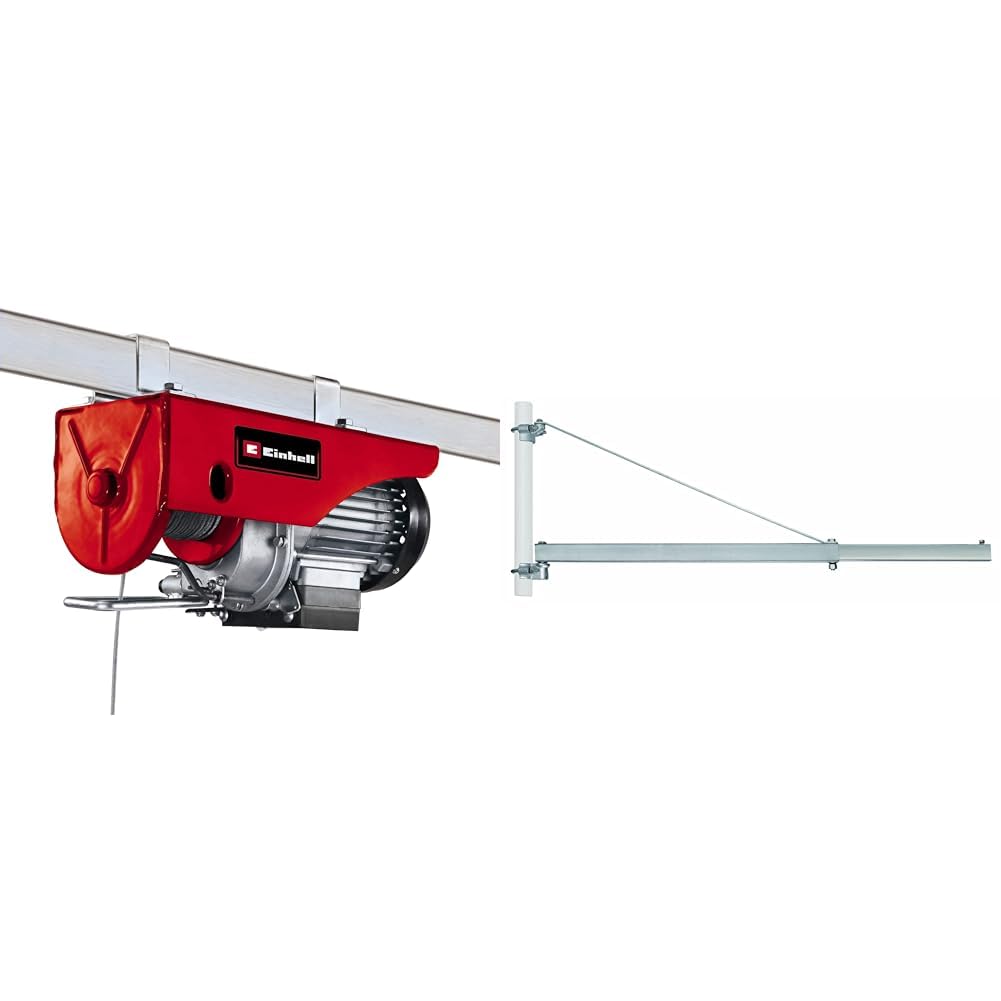 Einhell 2255130 Wciągarka Linowa, Srebrny/Czerwony, 500 W & Einhell 2255398 Ramię Wychylne