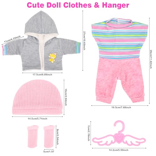 Miniatura 3 de Miunana 5 Piezas Para New Born 35 Cm-45 Cm 14 Pulgadas-18 Pulgadas Baby Dolls Muñeca, Bebé Muñecas Sombrero Abrigo Vestido Pantalones Calcetines Perchas No Incluye Muñeca