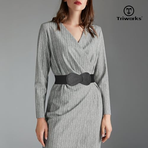 Women Wide Elastic Belt Ladies Stretchy Dress Belt Fashion 8-shaped Buckle Waist Belt3