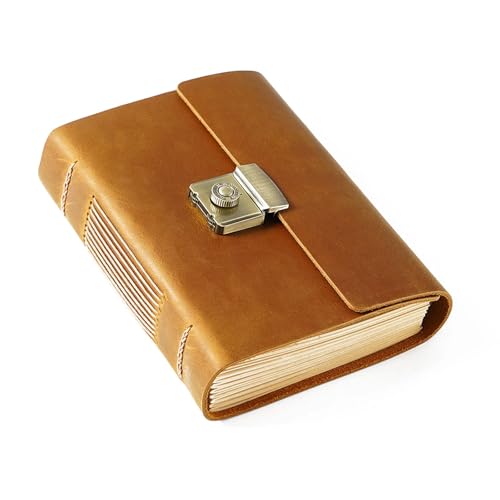 Carnet de notes vintage A6 en cuir Crazy Horse avec mot de passe secret