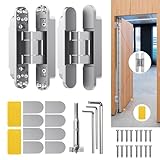 Lipshome 6' Hidden Door Hinge/Concealed Hinges,Invisible Hinges,Invisible Door Silent 180 Degree Swing Hinge 3-Way Adjustable Butt 6 x 2.5 x 1 (Pack of 2) (Silver 6 inches)