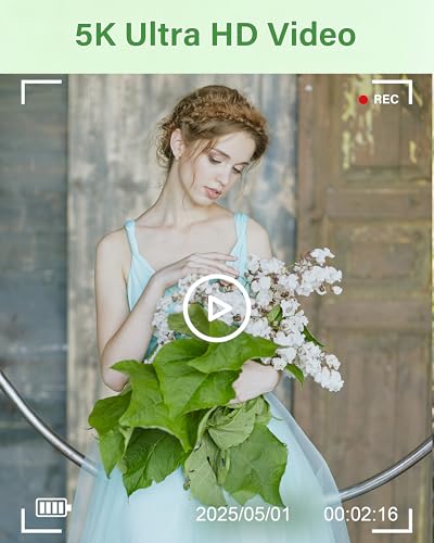 5K Digital Camera for Photography & Vlogging, Compact Travel Camera with 18x Optical Zoom, 32GB SD Card