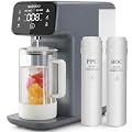 Reverse Osmosis Water Filter Countertop, 6 Stage Ro Water Filtration System with Remineralization Glass Pitcher, 4:1 Pure to Drain, TDS Displaying, 4L Capacity Tank for Home/Office(Blue Gray)