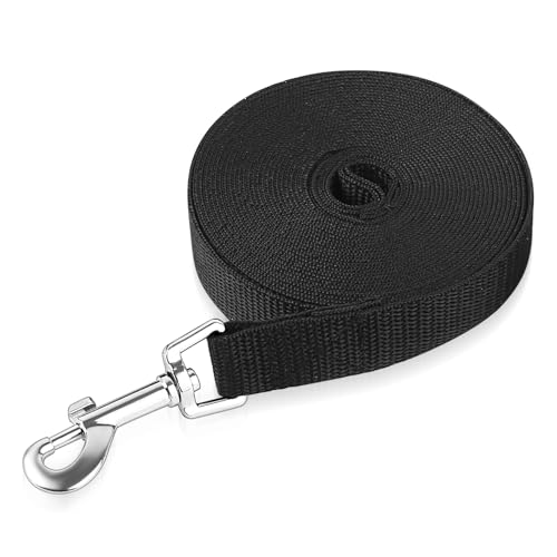Guinzaglio per Cani, Lunghina Cane 5 Metri, Guinzaglio Addestramento per Cani Lungo in Nylon con Moschettone a DGuinzaglio Cane Taglia Grande Media Piccola(5 M, Nero)