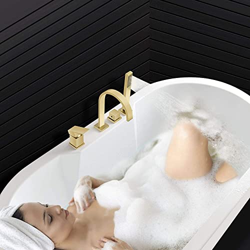 Baignoire cascade mitigeur 4 trous douchette laiton chrome - 2