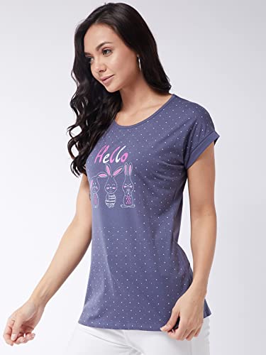 Image of Modeve Women Printed Cotton Blend Half Sleeve Round Neck T-Shirt for Summer