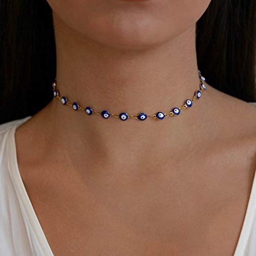 CLOACE Boho Choker Necklace Gold Evil Eye Necklaces Chain Jewelry Adjustable for Women and Girls (Gold)