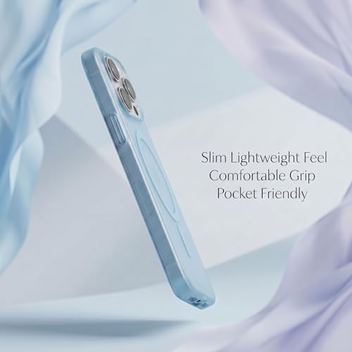 Image of amazon basics Luxury Paper Thin Case Cover for iPhone 15 Pro | Matte Finish | Compatible with magsafe | (Blue, iPhone 15 Pro)