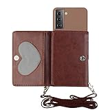 TYWZ Crossbody Hülle für Samsung Galaxy S21 Plus,Schultergurt Halsketten Brieftasche PU Leder Handykette mit Kartenhalter Silikon Case mit Kordel zum Umhängen-Braun