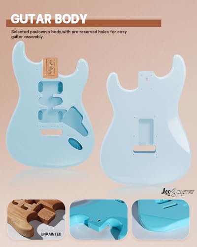 Image of Leo Jaymz DIY ST Style Electric Guitar Kits,Spray-painted Mahogany Body,Laurel Wood Fingerboard and Maple Neck, including all Components (ST-Sonic Blue)