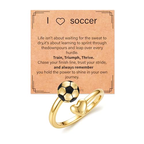 Suarlly Gold-Plated Soccer Ring for Women & Girls 3+