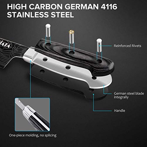 MOSFiATA Chef Knife 10 Inch Super Sharp Professional Kitchen Knife with Finger Guard in Gift Box, German High Carbon Stainless Steel EN.4116 Cooking Knife with Micarta Handle - image 4