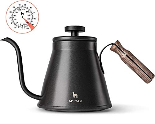 Gooseneck Kettle - AMPATO Pour Over Kettle with Thermometer - Barista Quality