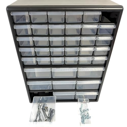 Homak Parts Organizer, Black, 39 Drawers