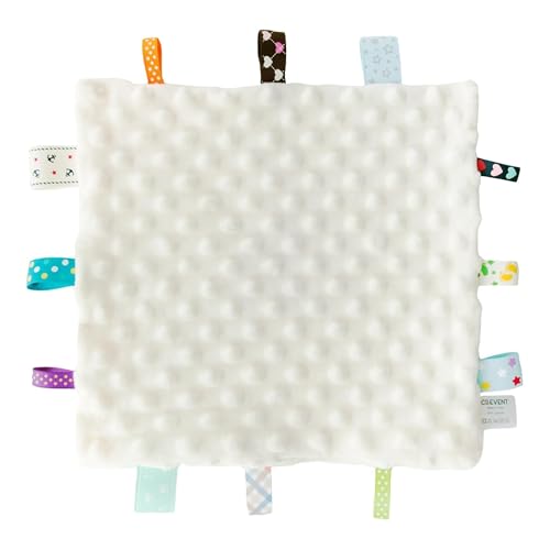 Image of CREVENT Security Blanket for Babies, Soft Baby Lovey Comforter, Sensory Plush Blanket for Baby Girls, Calming Sleep Companion, 10 inch x 10 inch 2pcs