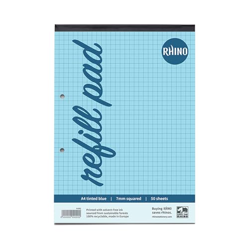 Blocs de recharge A4 quadrillés 7mm sur papier bleu RHINO, fournitures scolaires pour SEN