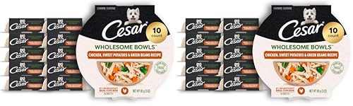 Image of Cesar Wholesome Bowls Adult Wet Dog Food,Chicken,Sweet Potato & Green Beans Recipe,Wet Food for Dogs,3 Oz. Bowls,10 Count (Pack of 2)