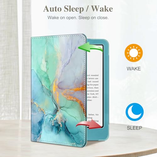 Image of Fintie Case for 7 inch /6.8 inch Kindle Paperwhite(12th /11th Generation-2024 /2021) and Kindle Colorsoft Signature Edition -Slim Foldable Stand Cover Auto Wake /Sleep for Paperwhite 2024, Green Marble