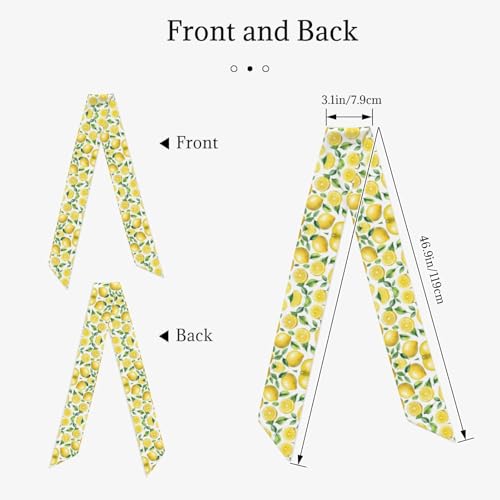 Hand drawn lemon fruit Printing Women's Fashion Scarf - Head Hair Accessories Versatile Scarf for Women Valentine's Day and Mother's Day, Black, One Size2