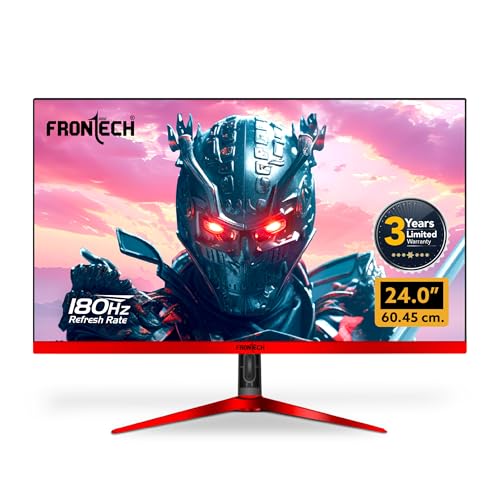Image of FRONTECH Gaming 24 Inch LED Monitor| Refresh Rate 180Hz, IPS Panel | Full HD 1080p, Bezel Less Design | HDMI & VGA Ports (MON-0075, Black & Red)