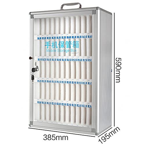 Caja de almacenamiento para teléfono móvil de acero inoxidable con 60 ranuras y cerradura 8