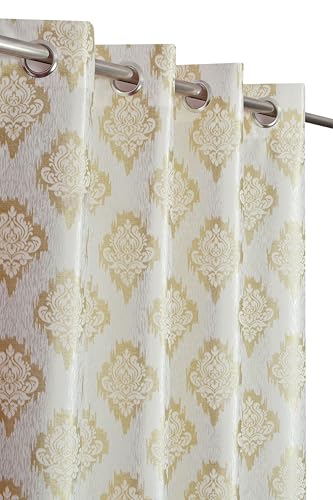 Image of Room Darkening Home Decor Curtains for Living Room, Balcony Doors and Windows Panel, Parda, Eyelets Hanging, Golden, Combo Pack of 2, 4 x 8 Feet