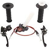 LIYYDS 22mm 7/8 inch Handlebars Grip + Brake lever Perch + Red Throttle Handle Cable For 49cc-50cc 7