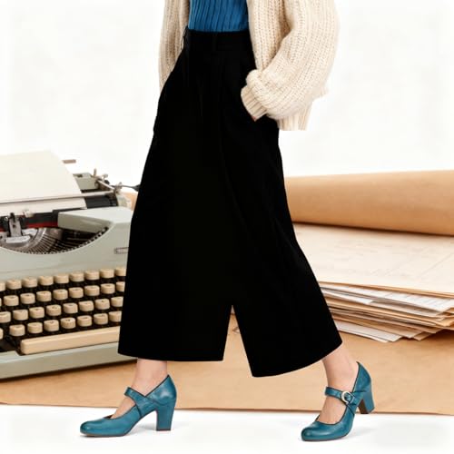 Image of SHODENSE Women Vintage Chunky High Heel Mary Jane Shoes Round Closed Toe Ankle Strap Dress Sandals 3 inch Block Heels Mary Jane Lolita Pumps Two-Toned Patchwork Buckle Office Lady Wedding Retro 4-11 M US