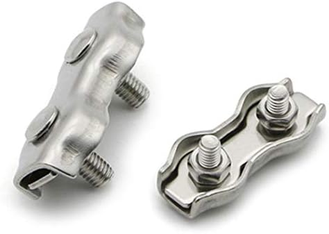 Toirxarn 4mm 12pcs Wire Rope Clip Duplex Bolt Cable Clamp Stainless Steel