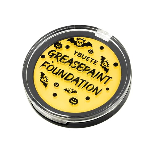 YBUETE Yellow Cream Face Body Painting Foundation, Professional Full-coverage Oil Based Yellow Face Paint Halloween SFX for Clown Skeleton Lion Tiger Adult Costume Party & Stage Performance