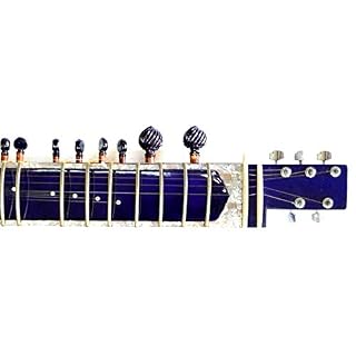 Couleurs Psychédéliques Bleues Violettes Sitar indien acoustique-électrique en bois de rose sculpté. Garantie française - Les Beatles, Paul McCartney, John Lennon, RIngo Starr, George Harrison Couleurs Psychédéliques Bleues Violettes Sitar indien acoustique-électrique en bois de rose sculpté. Garantie française – Image 3