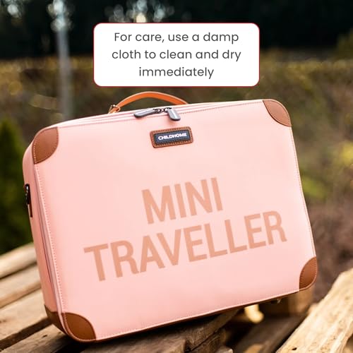 Childhome, Valigia Per Bambini, Weekend, Formato Cabina Compatta, Solida, Manico Per Trasporto, Etichetta Nome, Design, Finta Pelle, Mini Traveller Rosa/Rame - 6
