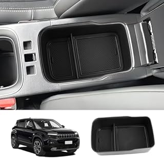 LUWU Compatible with Jeep Avenger 2023 2024 2025 EV Hybrid Car Centre Console Armrests Storage Box Glove Box Organiser with Non-Slip Mat Avenger 2024 2025 Accessories