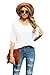 SUEANI Women's Casual V Neck Bell Sleeve Shirts Tops Loose Blouses(X-Large, White)