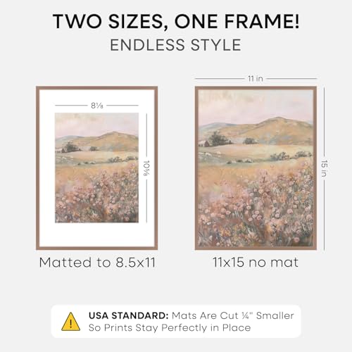 Image of Homeforia 11x15 Picture Frame Mocha, High End Metal 11x15 Poster Frames with Mat for 8.5x11, 11 x 15 Mocha Frames Matted to 8.5 x 11 inch Photo, 11by15 Hanging Frames, Tempered Glass, Wall Kit, Set of 2