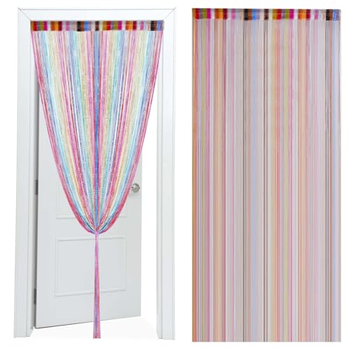 GBKDQQ Cortina de hilos, 2 unidades de 100 x 200 cm, multicolor, 20 colores, cortina para puerta de terraza, protección contra moscas, puerta de terraza, separador de habitaciones, decoración para