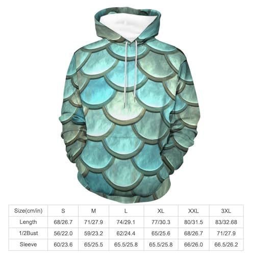 Sweat à capuche unisexe écailles bleues et vertes pull taille S - 3