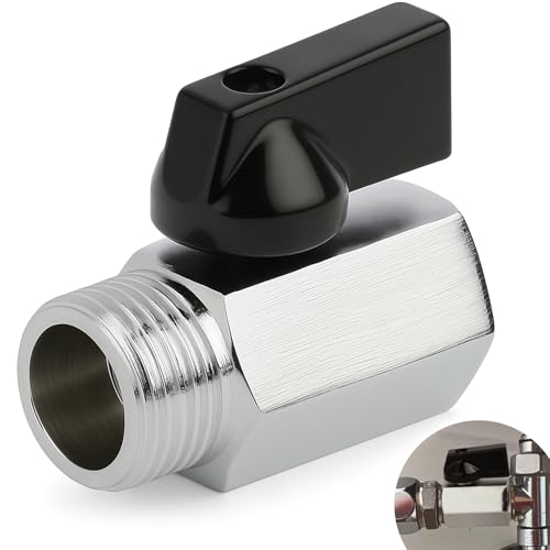 Mini Kugelhahn 10629, 1/2 Ig X 1/2 Ag, Messing Mini Kugelhahn, 90° Drehbarer Nylongriff, Absperrventil Verchromt G1/2 Innen(Ø20mm) X Außen(Ø21mm),Gewindefitting Messing Anschlussstücke