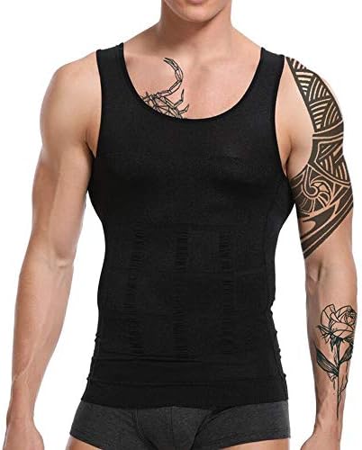 LARDROKMen Slimming Body Shaper Vest Gynecomastia Compression Shirts Tummy Control Shapewear Moobs Undershirt