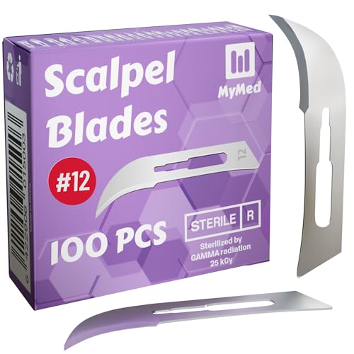 MyMed Pack of 100 Disposable Scalpel Blade 12, Size 12 Scalpel Blades Sharp Blade for Multiple Uses