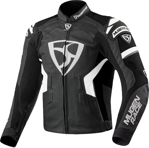 Blouson de moto en cuir Marcus noir et blanc taille 48